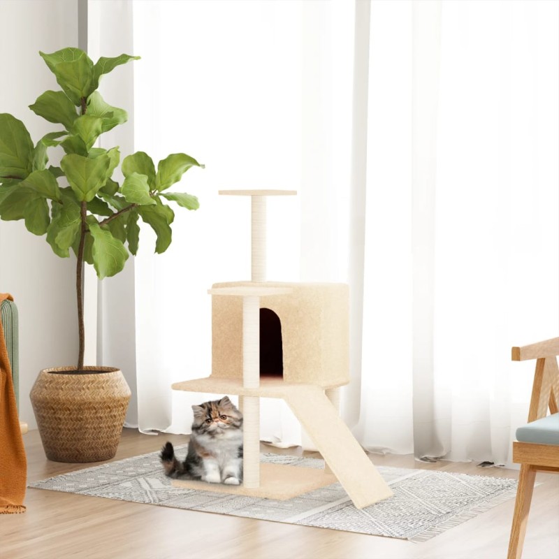 vidaXL Kratzbaum mit Sisal-Kratzsäulen Creme 109 cm vidaXL Kratzbaum mit Sisal-Kratzsäulen Creme 109 cm