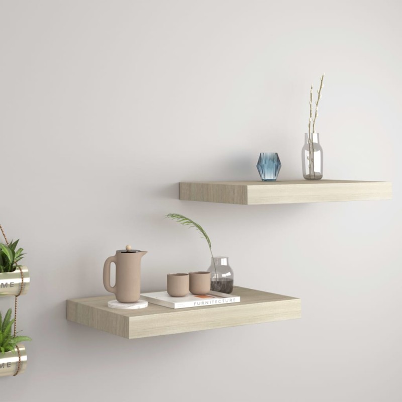 vidaXL Schwebende Wandregale 2 Stk. Eichefarben 40x23x3,8cm MDF vidaXL Schwebende Wandregale 2 Stk. Eichefarben 40x23x3,8cm MDF