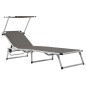 vidaXL Klappbare Sonnenliegen mit Dach 2 Stk. Aluminium Textilene Grau vidaXL Klappbare Sonnenliegen mit Dach 2 Stk. Aluminium Textilene Grau