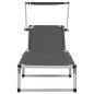 vidaXL Klappbare Sonnenliegen mit Dach 2 Stk. Aluminium Textilene Grau vidaXL Klappbare Sonnenliegen mit Dach 2 Stk. Aluminium Textilene Grau