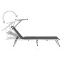 vidaXL Klappbare Sonnenliegen mit Dach 2 Stk. Aluminium Textilene Grau vidaXL Klappbare Sonnenliegen mit Dach 2 Stk. Aluminium Textilene Grau