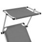 vidaXL Klappbare Sonnenliegen mit Dach 2 Stk. Aluminium Textilene Grau vidaXL Klappbare Sonnenliegen mit Dach 2 Stk. Aluminium Textilene Grau