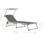 vidaXL Klappbare Sonnenliegen mit Dach 2 Stk. Aluminium Textilene Grau vidaXL Klappbare Sonnenliegen mit Dach 2 Stk. Aluminium Textilene Grau