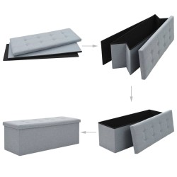 Faltbare Sitzbank Leinenoptik 110×38×38 cm Hellgrau
