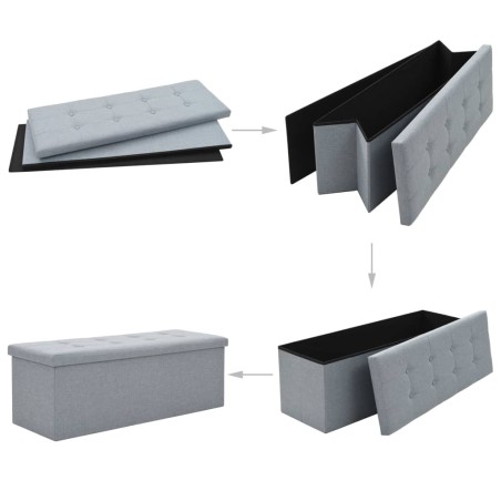 Faltbare Sitzbank Leinenoptik 110×38×38 cm Hellgrau