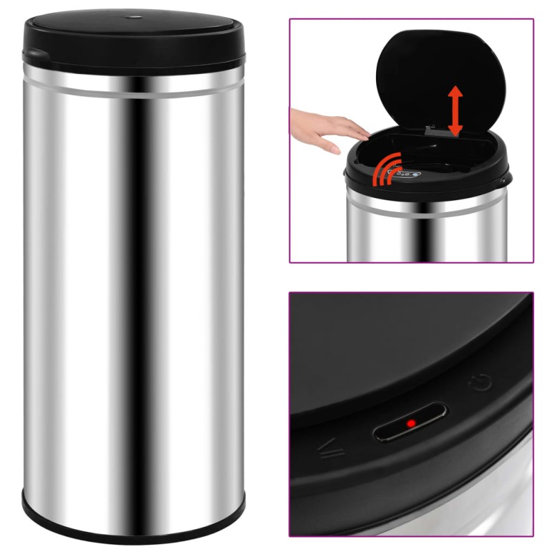 vidaXL Automatischer Sensor-Mülleimer 80 L Edelstahl vidaXL Automatischer Sensor-Mülleimer 80 L Edelstahl