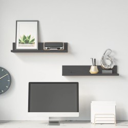 vidaXL Wandregale 2 Stk. Grau 50x11x9 cm Massivholz Kiefer