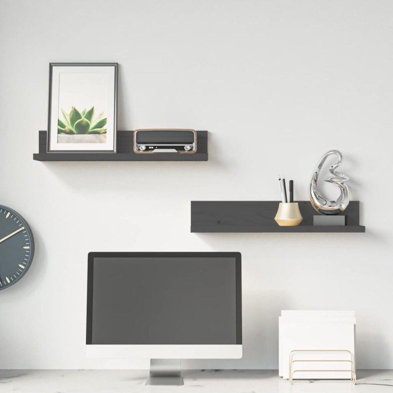 vidaXL Wandregale 2 Stk. Grau 50x11x9 cm Massivholz Kiefer vidaXL Wandregale 2 Stk. Grau 50x11x9 cm Massivholz Kiefer