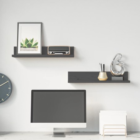 vidaXL Wandregale 2 Stk. Grau 50x11x9 cm Massivholz Kiefer