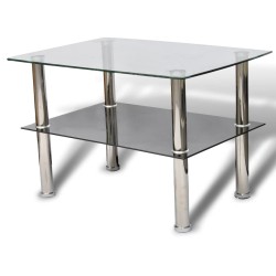 vidaXL Couchtisch Glas 2 Ebenen 
