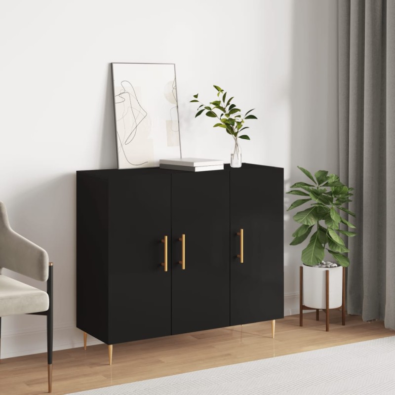 vidaXL Sideboard Schwarz 90x34x80 cm Holzwerkstoff vidaXL Sideboard Schwarz 90x34x80 cm Holzwerkstoff