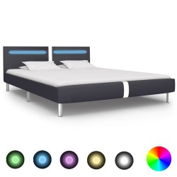 Bettgestell mit LED Schwarz Kunstleder 160x200 cm