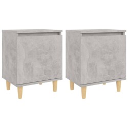 vidaXL Nachttische mit Massivholz-Beinen 2 Stk. Betongrau 40x30x50cm