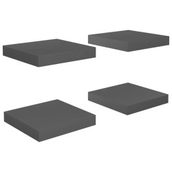 vidaXL Schweberegale 4 Stk. Hochglanz-Grau 23x23,5x3,8 cm MDF