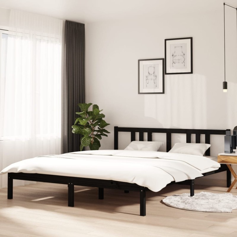 vidaXL Massivholzbett Schwarz 160x200 cm vidaXL Massivholzbett Schwarz 160x200 cm