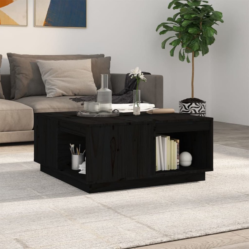 vidaXL Couchtisch Schwarz 80x81x36,5 cm Massivholz Kiefer vidaXL Couchtisch Schwarz 80x81x36,5 cm Massivholz Kiefer