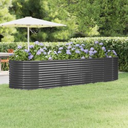 vidaXL Hochbeet Pulverbeschichteter Stahl 322x100x68 cm Anthrazit