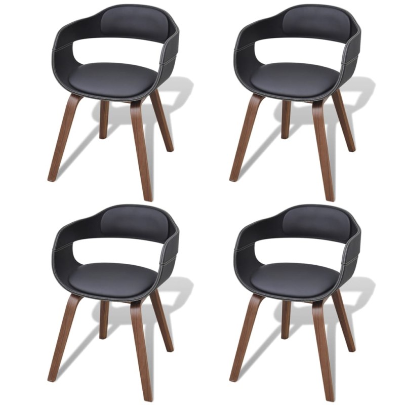 Esszimmerstühle 4 Stk. Schwarz Bugholz und Kunstleder Esszimmerstühle 4 Stk. Schwarz Bugholz und Kunstleder