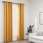 vidaXL Verdunkelungsvorhänge Ösen Leinenoptik 2 Stk. Gelb 140x225 cm vidaXL Verdunkelungsvorhänge Ösen Leinenoptik 2 Stk. Gelb 140x225 cm