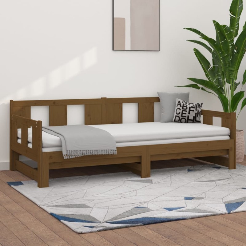 vidaXL Tagesbett Ausziehbar Honigbraun Massivholz Kiefer 2x(80x200) cm vidaXL Tagesbett Ausziehbar Honigbraun Massivholz Kiefer 2x(80x200) cm