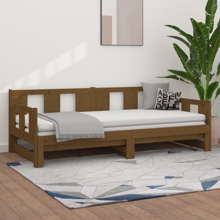 vidaXL Tagesbett Ausziehbar Honigbraun Massivholz Kiefer 2x(80x200) cm