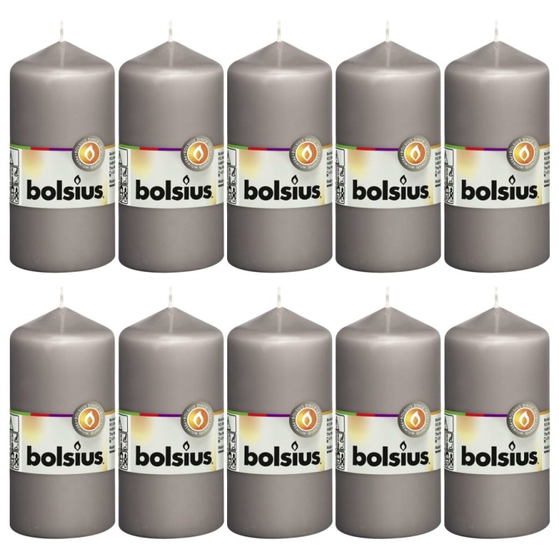 Bolsius Stumpenkerzen 10 Stk. 120 x 58 mm Warmgrau Bolsius Stumpenkerzen 10 Stk. 120 x 58 mm Warmgrau