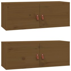 vidaXL Wandschränke 2 Stk. Honigbraun 80x30x30 cm Massivholz Kiefer