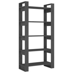 vidaXL Bücherregal/Raumteiler Grau 80x35x160 cm Massivholz