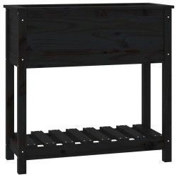 vidaXL Pflanzkübel mit Ablage Schwarz 82,5x34,5x81cm Massivholz Kiefer