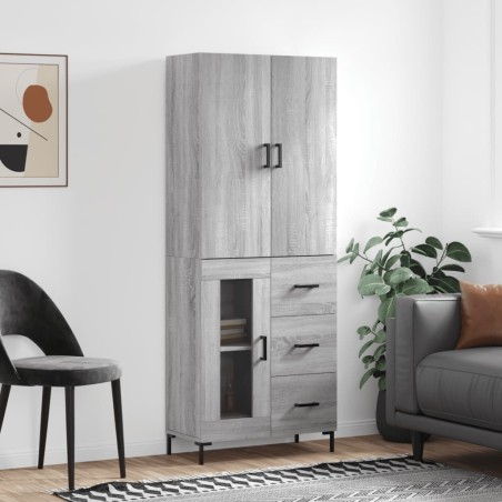 vidaXL Highboard Grau Sonoma 69,5x34x180 cm Holzwerkstoff