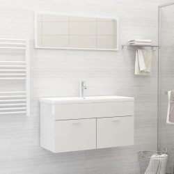 vidaXL 2-tlg. Badmöbel-Set Hochglanz-Weiß Holzwerkstoff