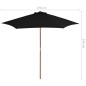 vidaXL Sonnenschirm mit Holzmast Schwarz 270 cm vidaXL Sonnenschirm mit Holzmast Schwarz 270 cm
