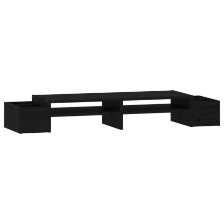 vidaXL Monitorständer Schwarz 100x27,5x15 cm Massivholz Kiefer