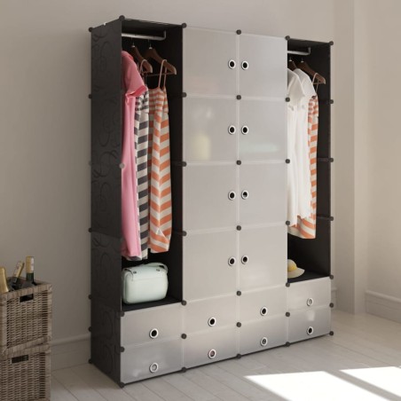 vidaXL Modularer Schrank mit 18 Fächern schwarz/weiß 37x146x180,5cm