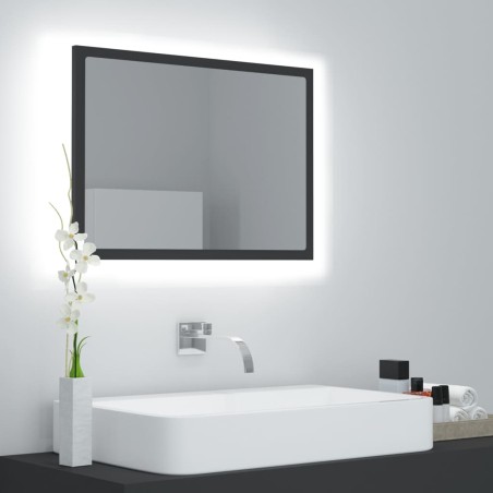 vidaXL LED-Badspiegel Grau 60x8,5x37 cm Acryl