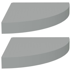 vidaXL Eck-Schweberegale 2 Stk. Grau 25x25x3,8 cm MDF