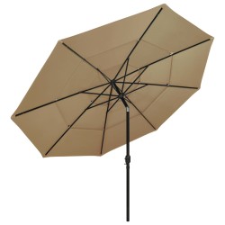 vidaXL Sonnenschirm mit Aluminium-Mast 3-lagig Taupe 3,5 m
