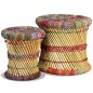 vidaXL Hocker mit Chindi-Details 2 Stk. Mehrfarbig Bambus vidaXL Hocker mit Chindi-Details 2 Stk. Mehrfarbig Bambus