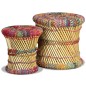 vidaXL Hocker mit Chindi-Details 2 Stk. Mehrfarbig Bambus vidaXL Hocker mit Chindi-Details 2 Stk. Mehrfarbig Bambus