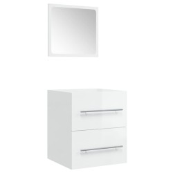 vidaXL Badschrank mit Spiegel Hochglanz-Weiß 41x38,5x48 cm 