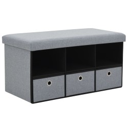 Faltbare Sitzbank Leinenoptik 76×38×38 cm Hellgrau