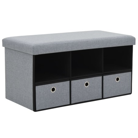 Faltbare Sitzbank Leinenoptik 76×38×38 cm Hellgrau