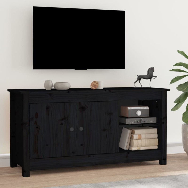 vidaXL TV-Schrank Schwarz 103x36,5x52 cm Massivholz Kiefer vidaXL TV-Schrank Schwarz 103x36,5x52 cm Massivholz Kiefer
