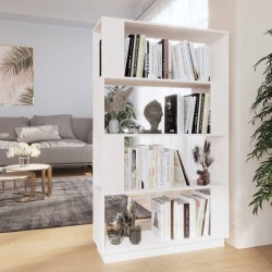 vidaXL Bücherregal/Raumteiler Weiß 80x25x132 cm Massivholz Kiefer