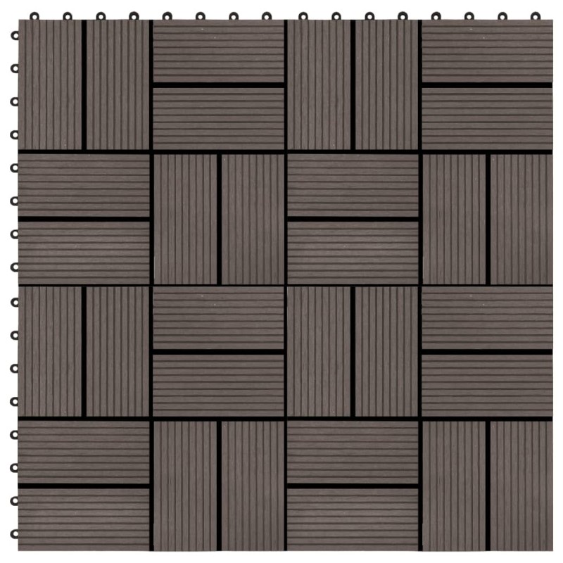 vidaXL Terrassenfliesen 11 Stück WPC 30 x 30 cm 1 qm Dunkelbraun vidaXL Terrassenfliesen 11 Stück WPC 30 x 30 cm 1 qm Dunkelbraun