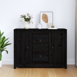 vidaXL Sideboard Schwarz 100x35x74 cm Massivholz Kiefer