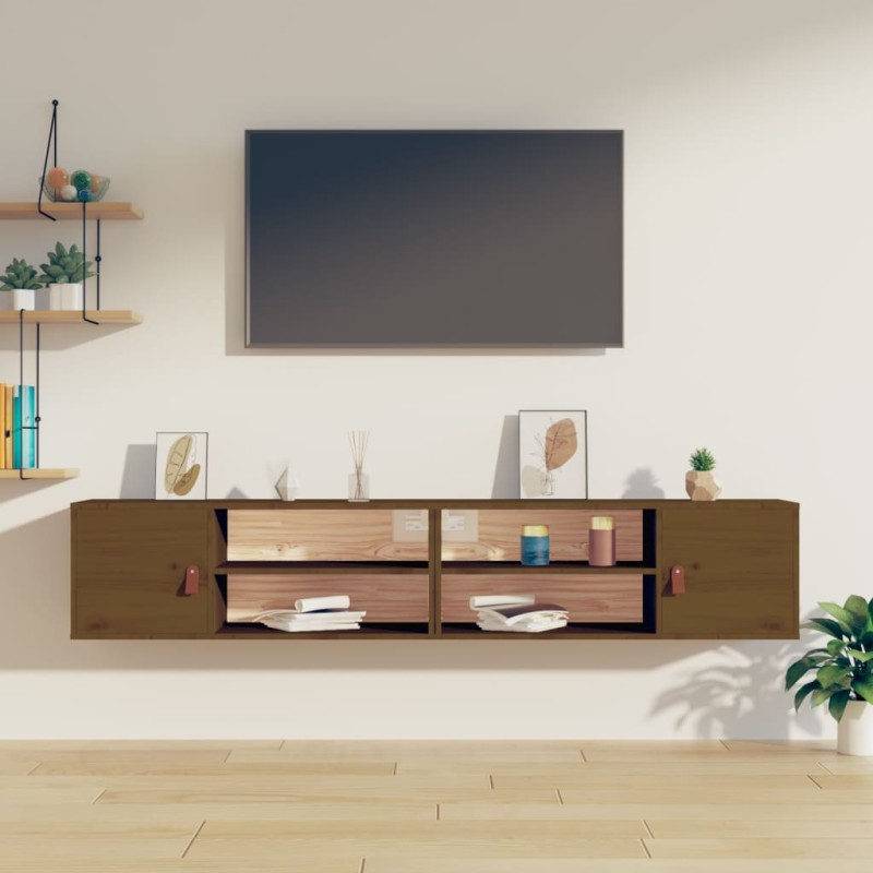 vidaXL Wandschränke 2 Stk. Honigbraun 80x30x30 cm Massivholz Kiefer vidaXL Wandschränke 2 Stk. Honigbraun 80x30x30 cm Massivholz Kiefer