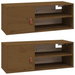 vidaXL Wandschränke 2 Stk. Honigbraun 80x30x30 cm Massivholz Kiefer