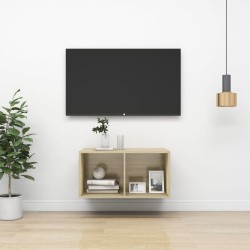 vidaXL TV-Wandschrank Sonoma-Eiche 37x37x72 cm Holzwerkstoff