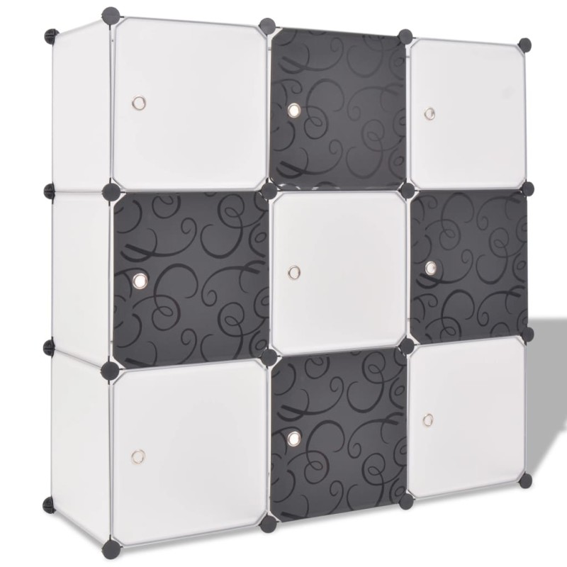 vidaXL Regalsystem Würfelregal mit 9 Fächern Schwarz und Weiß vidaXL Regalsystem Würfelregal mit 9 Fächern Schwarz und Weiß